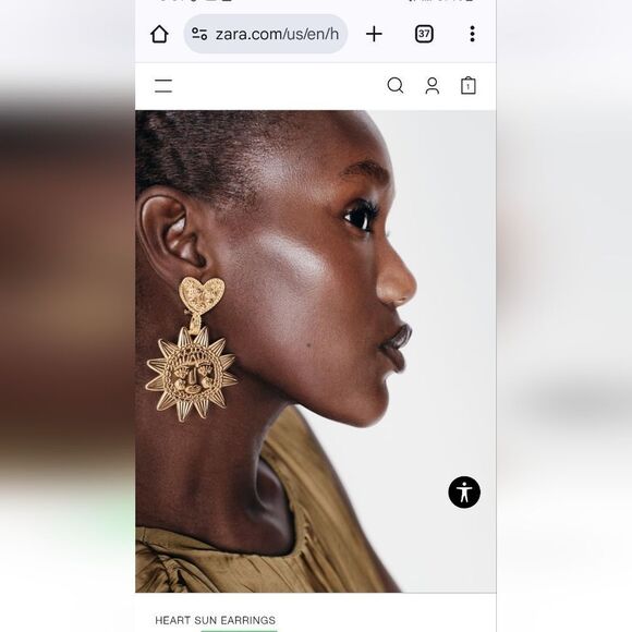 New ZARA Silver Heart Sun boho bohemian earrings - Picture 2 of 9